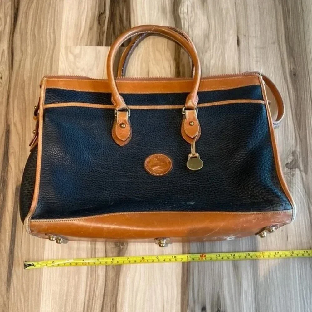 🎥 Vintage ♡ Dooney & Bourke ♡ All Weather Leather Briefcase / Messenger Bag - Picture 3 of 16